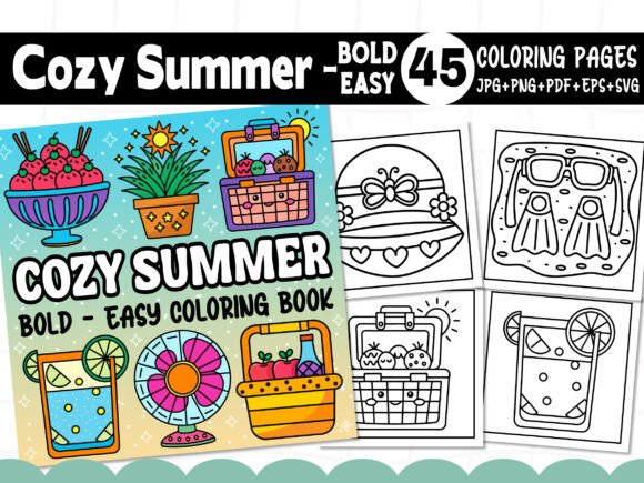 Download Bold &amp; Easy Cozy Summer Coloring Pages - Premium Resources