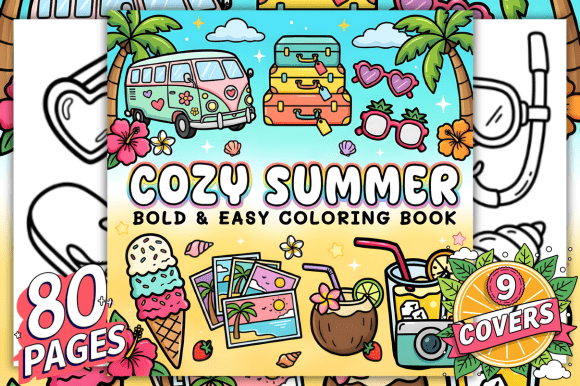 Download Cozy Summer Bold &amp; Easy Coloring Book - Premium Resources