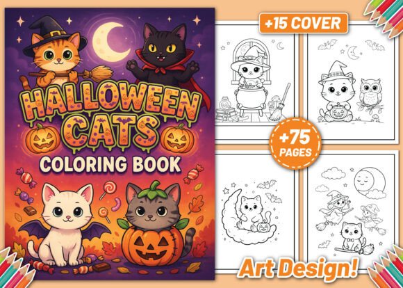 Download Halloween Cats Coloring Book for Kids - Coloring book for kids Collection