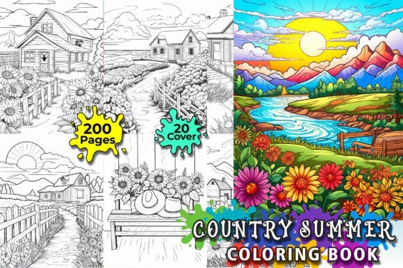 Download 200 Cozy Country Summer Coloring Page Bundle - Kdp - Premium Resources