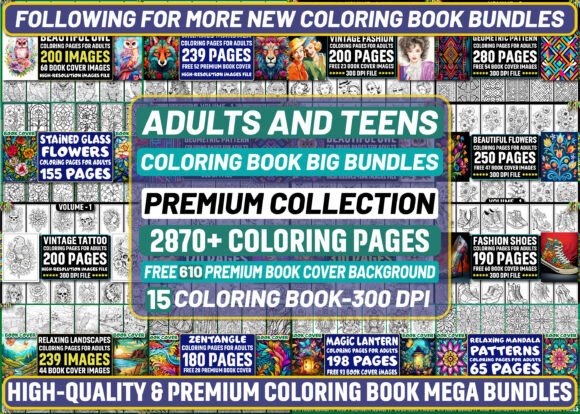 Download Adults-Teens Coloring Book Big Bundles - Teens Collection