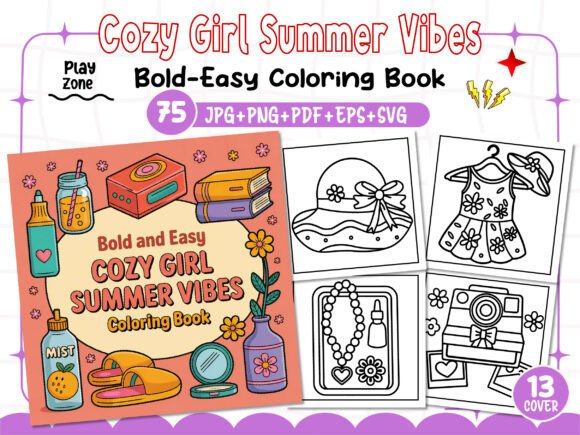 Download Cozy Girl Summer Vibes Coloring Pages - Premium Bundle