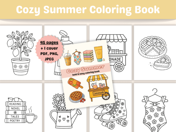 Download Cozy Summer Bold &amp; Easy Coloring Book - Premium Resources