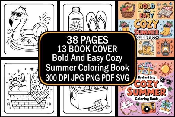 Download Bold and Easy Cozy Summer Coloring Book - Premium Resources